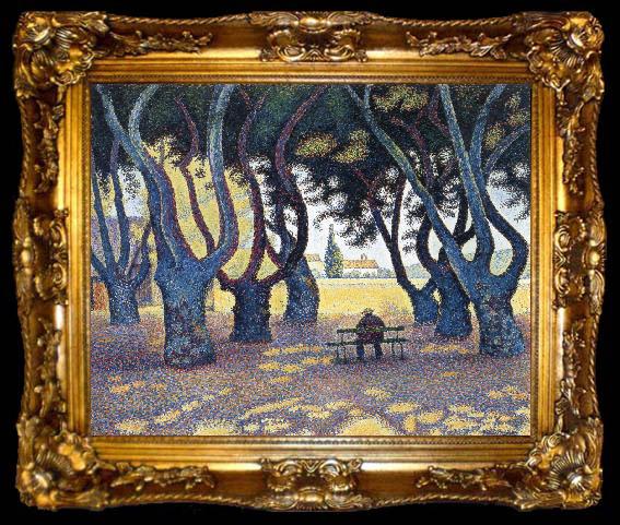 framed  Paul Signac plane trees place des lices, ta009-2